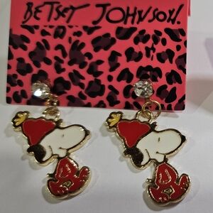 Betsey Johnson Red and Gold Snoopy Earrings